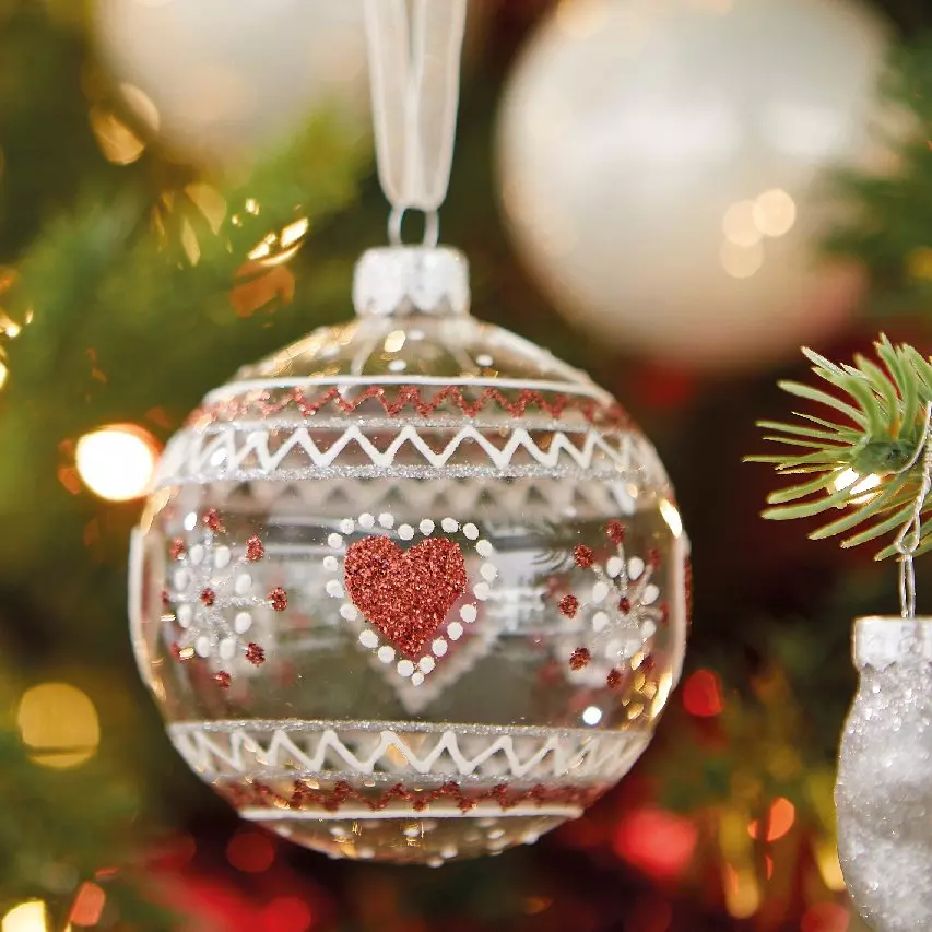 Lote de 6 bolas de Navidad en vidrio (D80 mm) Folclore Transparente  1