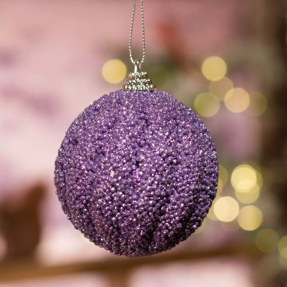 Lot de 12 boules de Noël (D80 mm) Etincelle Violet 1