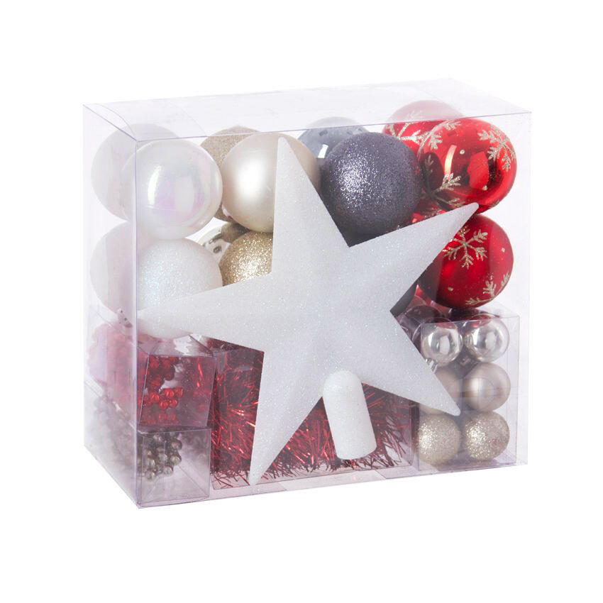 Kit de decoración para árbol de Navidad Aspen Rojo / Gris 1