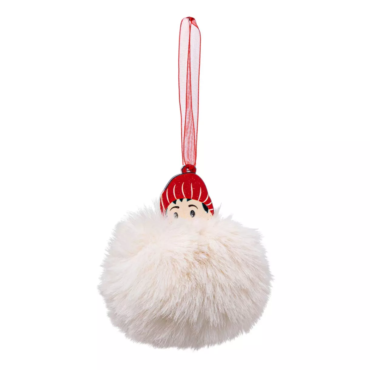Niño pompón de Navidad para colgar Blanco 1