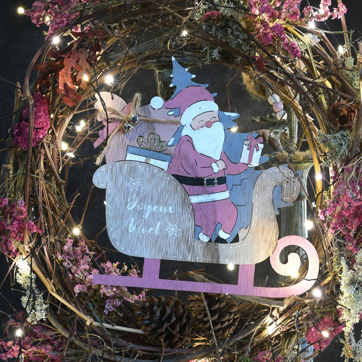Kerstman en de slee van Santa om op te hangen Veelkleurig 1
