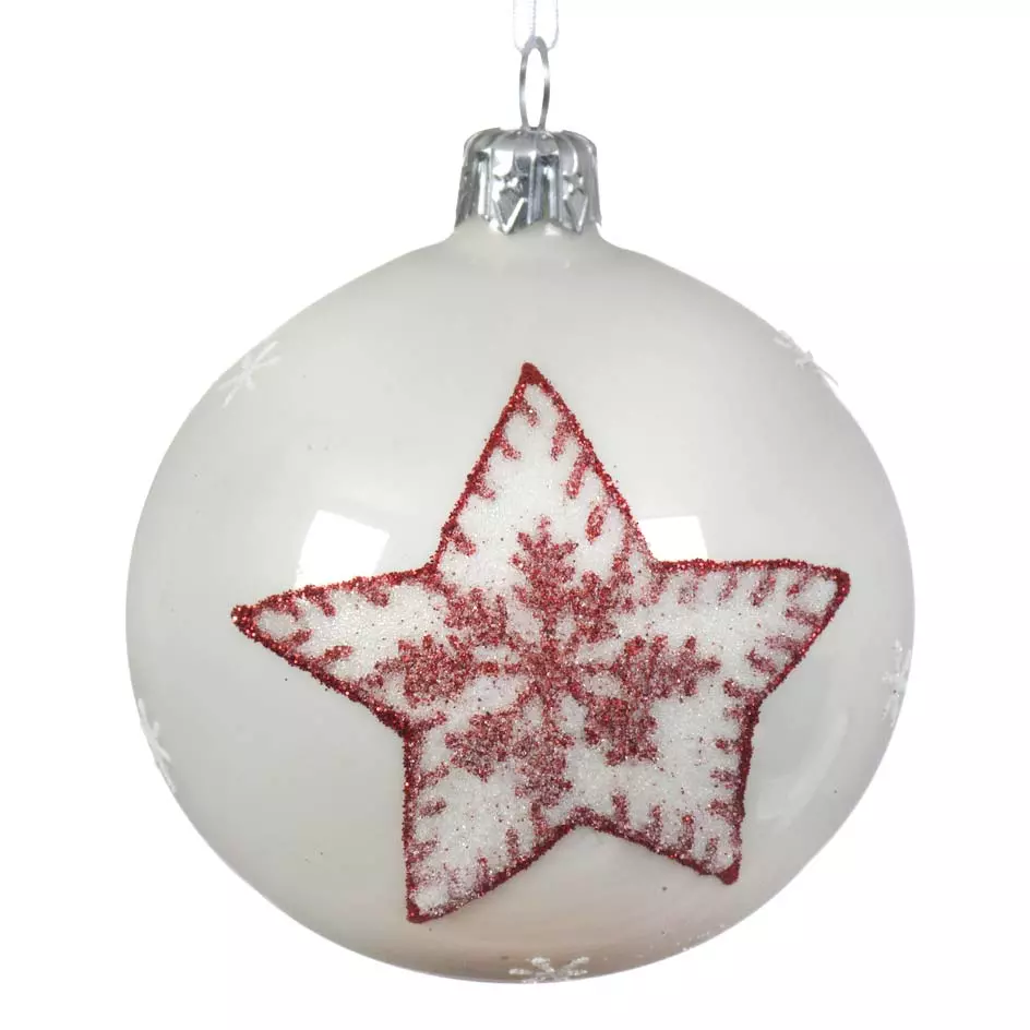 Lot de 6 boules de Noël en verre (D80 mm) Mizare Blanc  1
