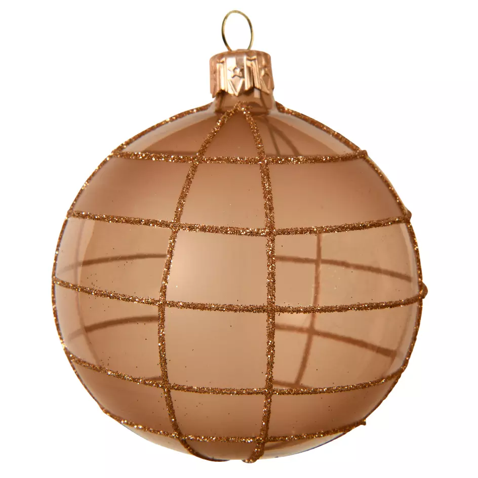 Lot de 6 boules de Noël en verre (D80 mm) Carla Beige  1