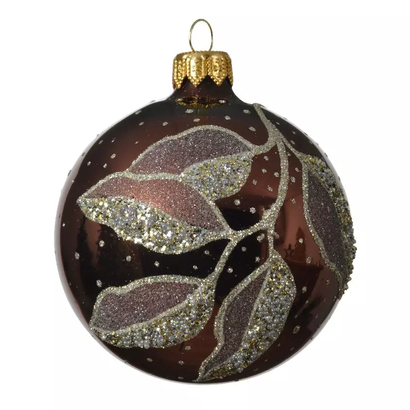Lote de 6 bolas de Navidad en vidrio (D80 mm) Lamia Marrón oscuro  1