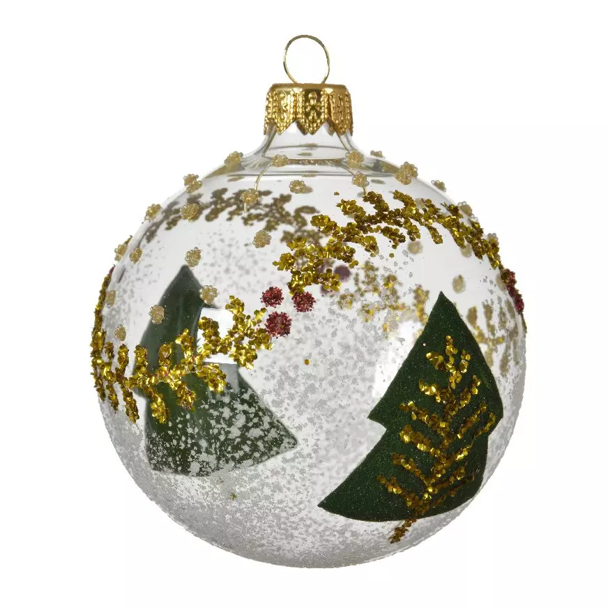 Lote de 6 bolas de Navidad en vidrio (D80 mm) Abeto Transparente  1