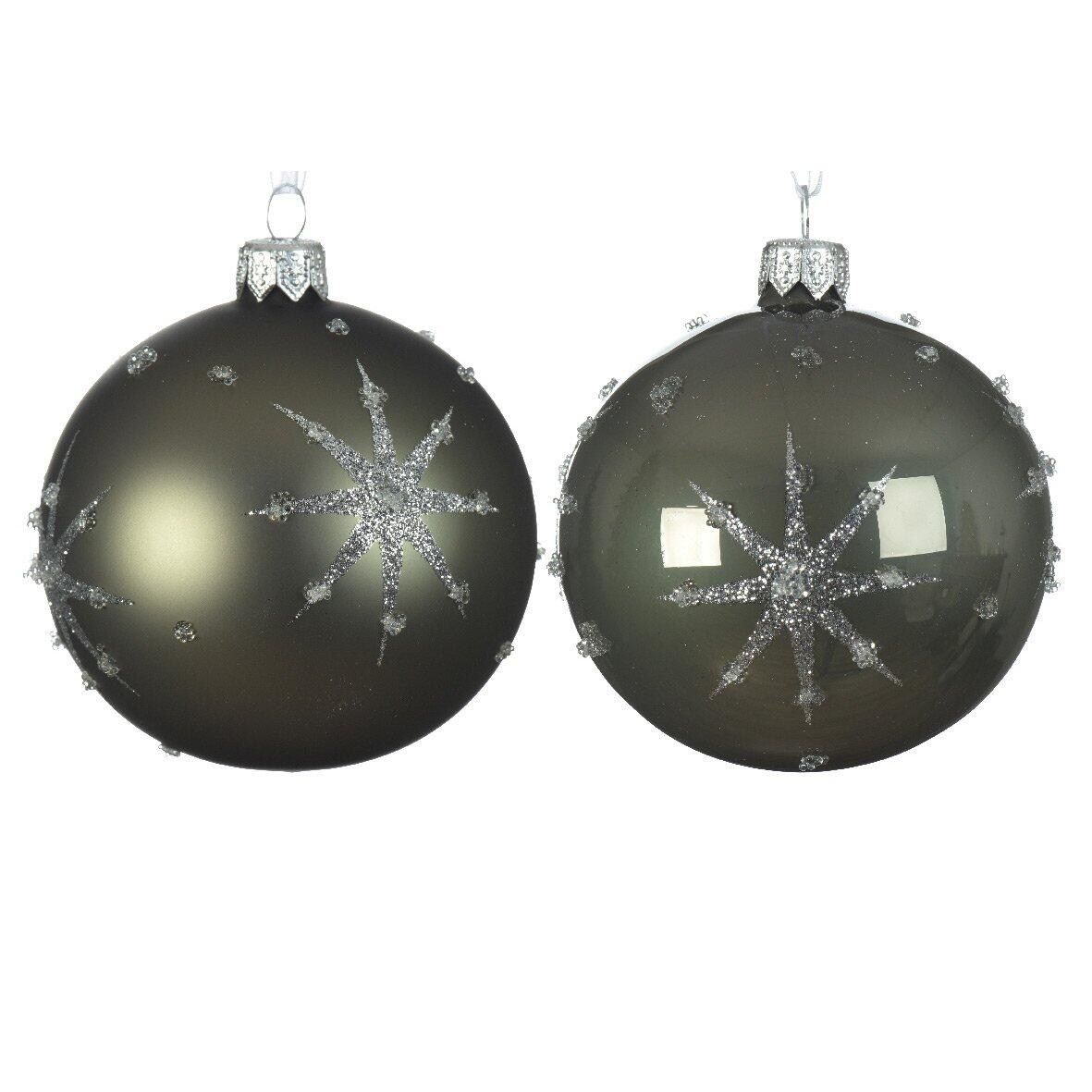 Set van 6 glazen kerstballen (D80 mm) Astre Mosgroen  1