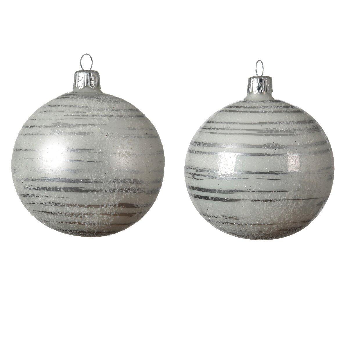 Lote de 6 bolas de Navidad en vidrio (D80 mm) Rya Blanco  1