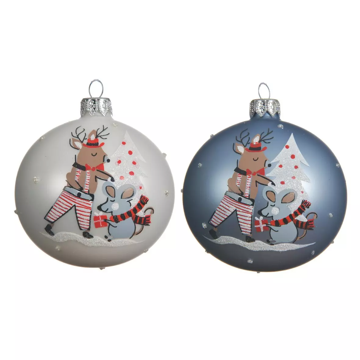 Lot de 6 boules de Noël en verre (D80 mm) Helin Bleu clair  1