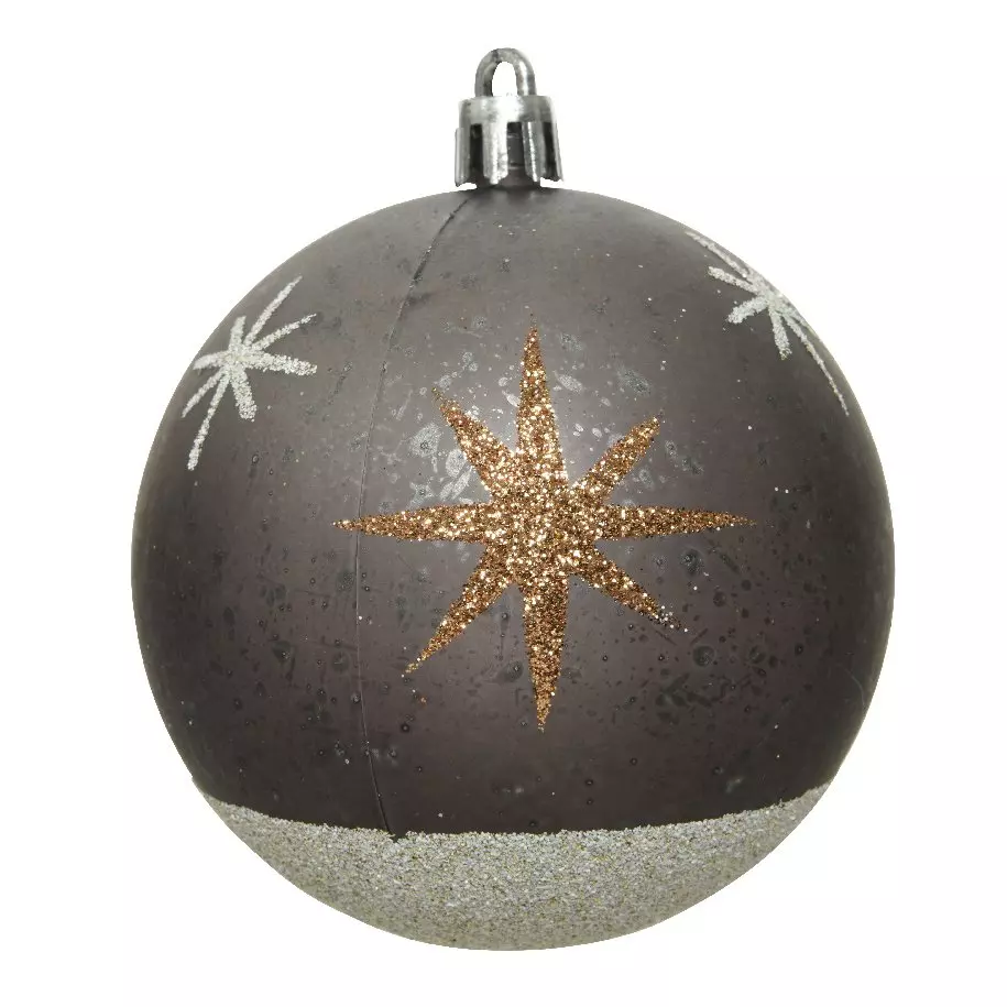 Lote de 12 bolas de Navidad (D80 mm) Venus Gris 1
