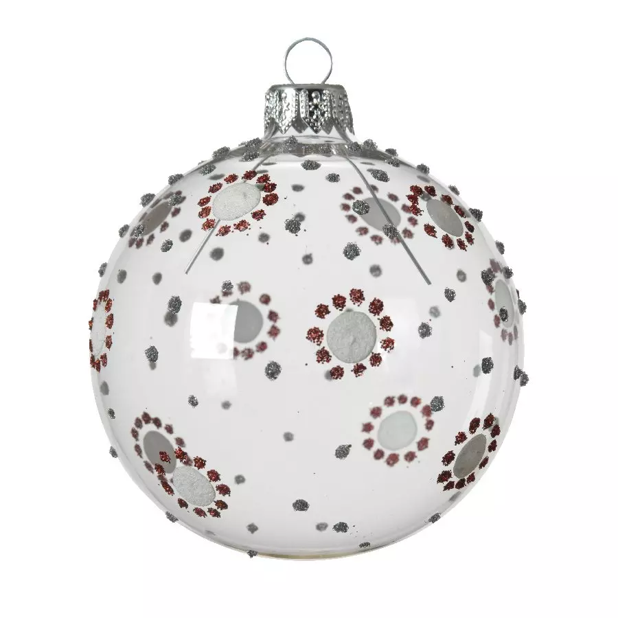 Lote de 6 bolas de Navidad en vidrio (D80 mm) Margarita Transparente  1