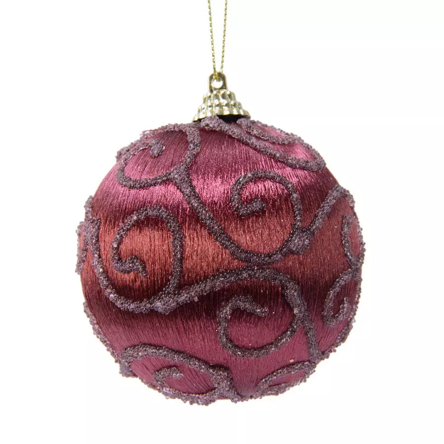 Set van 12 kerstballen (D80 mm) Cyria Mahonie 1