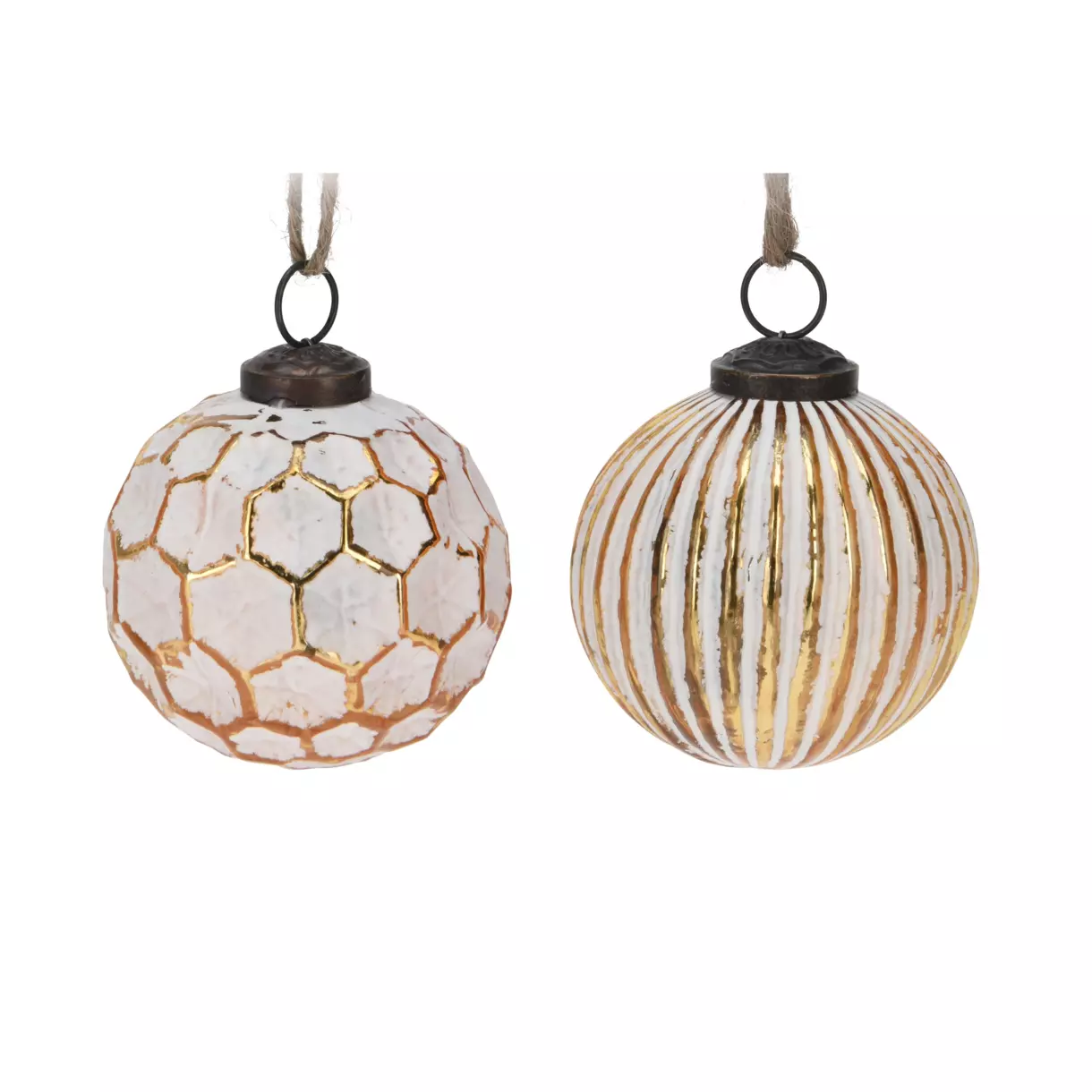 Lote de 6 bolas de Navidad (D80 mm) Nid d'abeilles Blanco 1