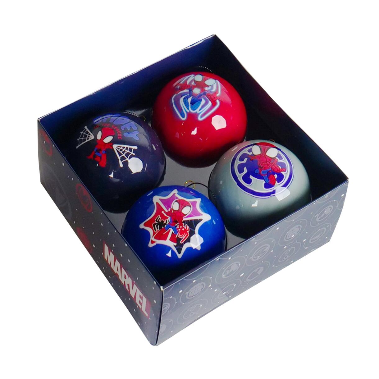 Cofanetto regalo 4 palline di Natale (D75 mm) Disney Spiderman Blu 1