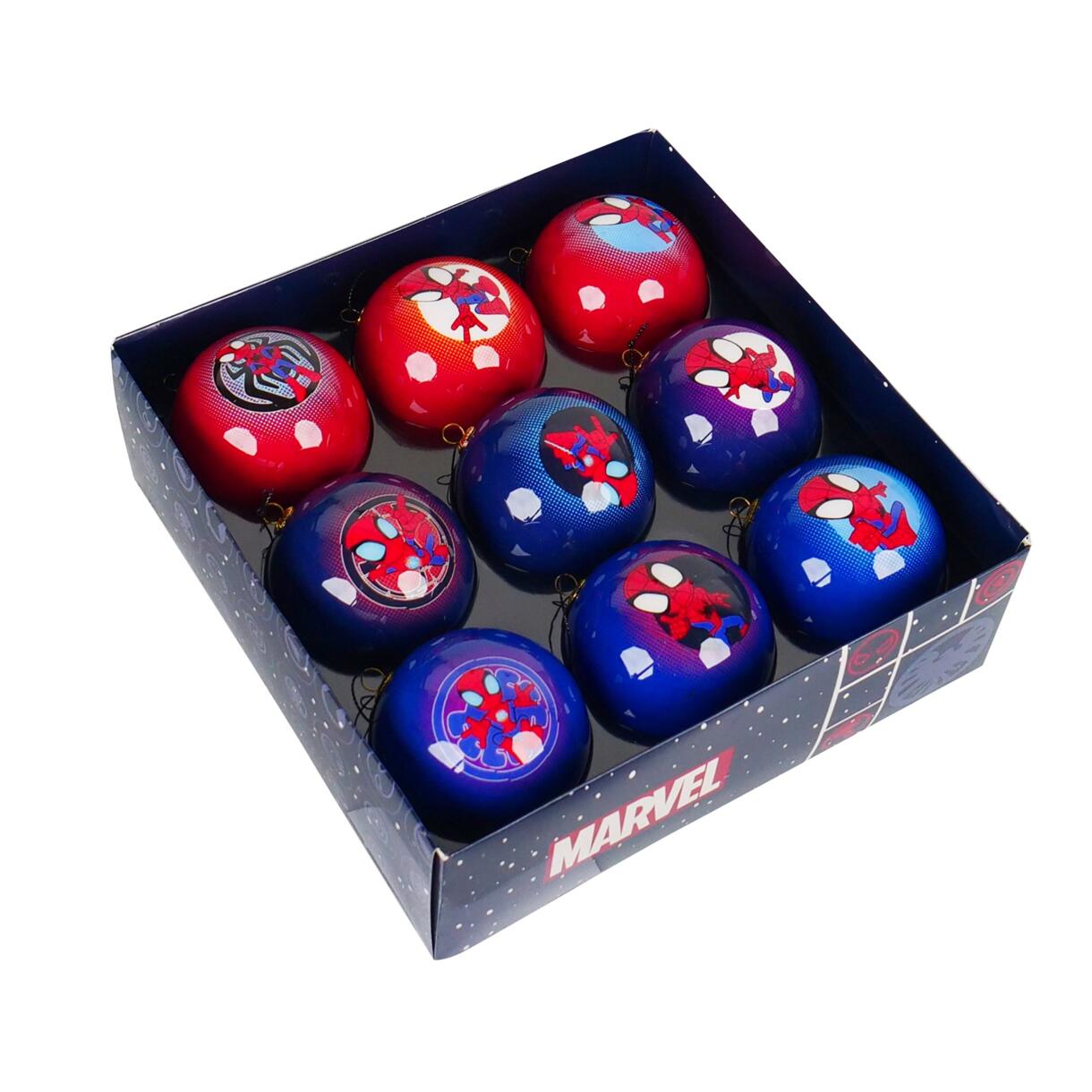 Cadeaudoos van 9 kerstballen (D75 mm) Disney Spiderman Blauw 1