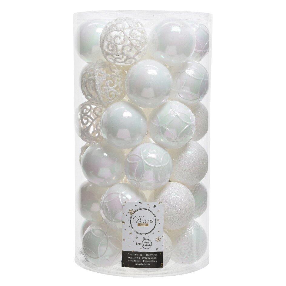 Confezione di 37 palline di Natale (D60 mm) Alpine mix Bianco perlato 1