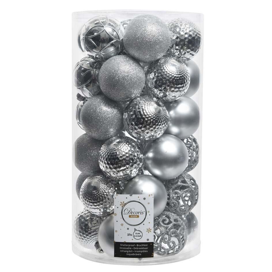 Set van 37 kerstballen (D60 mm) Alpine mix zilver 1