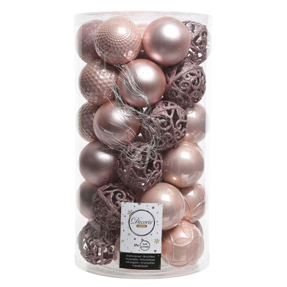 Confezione di 37 palline di Natale (D60 mm) Alpine Mix Rosa cipria 1
