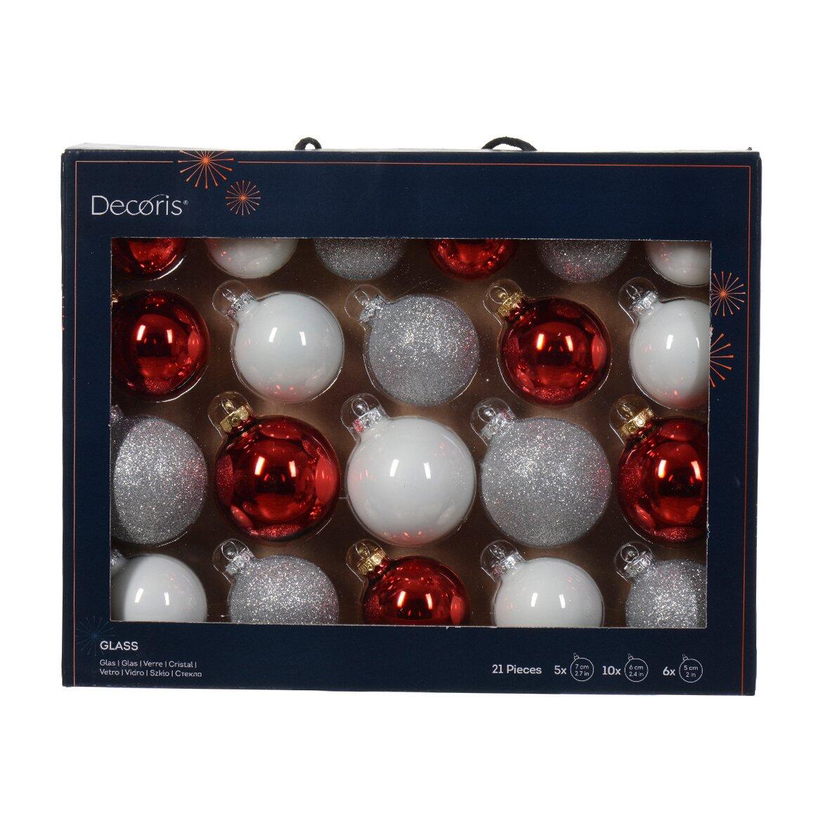 Set van 21 glazen kerstballen (D70 mm) Cristal Rood 1