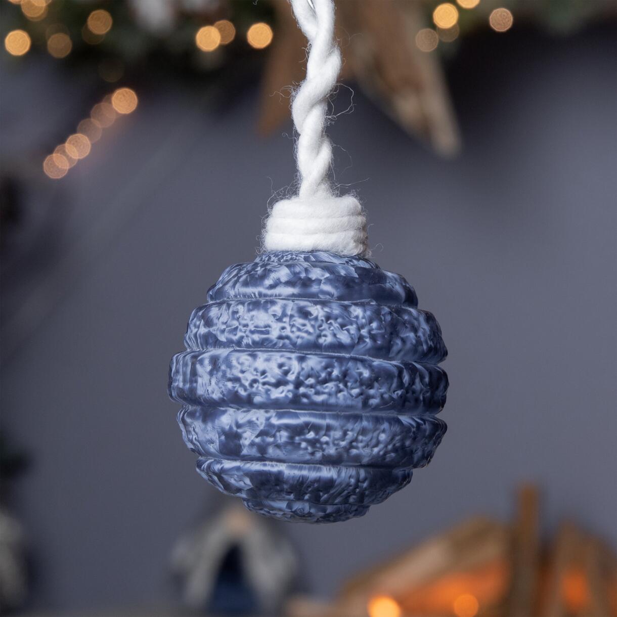 Lot de 3 boules de Noël (D80 mm) en verre Silva Bleu nuit 1