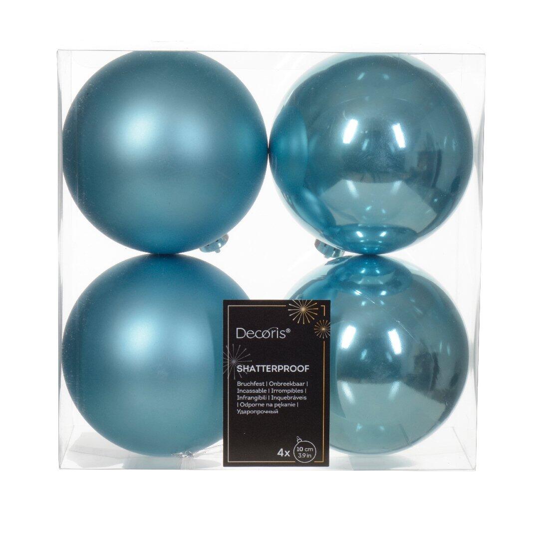 Confezione di 4 palline di Natale (D100 mm) Alpine Blu scintillante 1