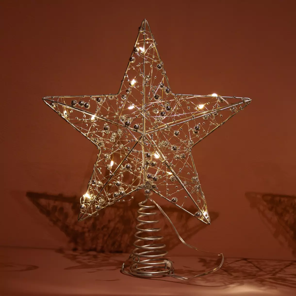 Cimier de sapin lumineux Angie Argent/ Blanc chaud 1
