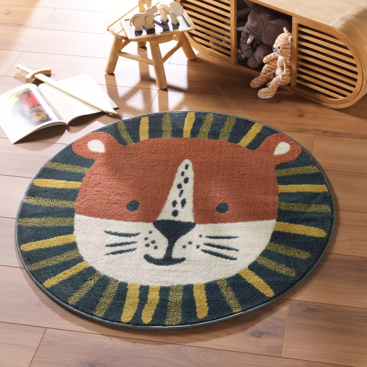Alfombra redonda Infantil (100 cm) Lionceau Naranja 1