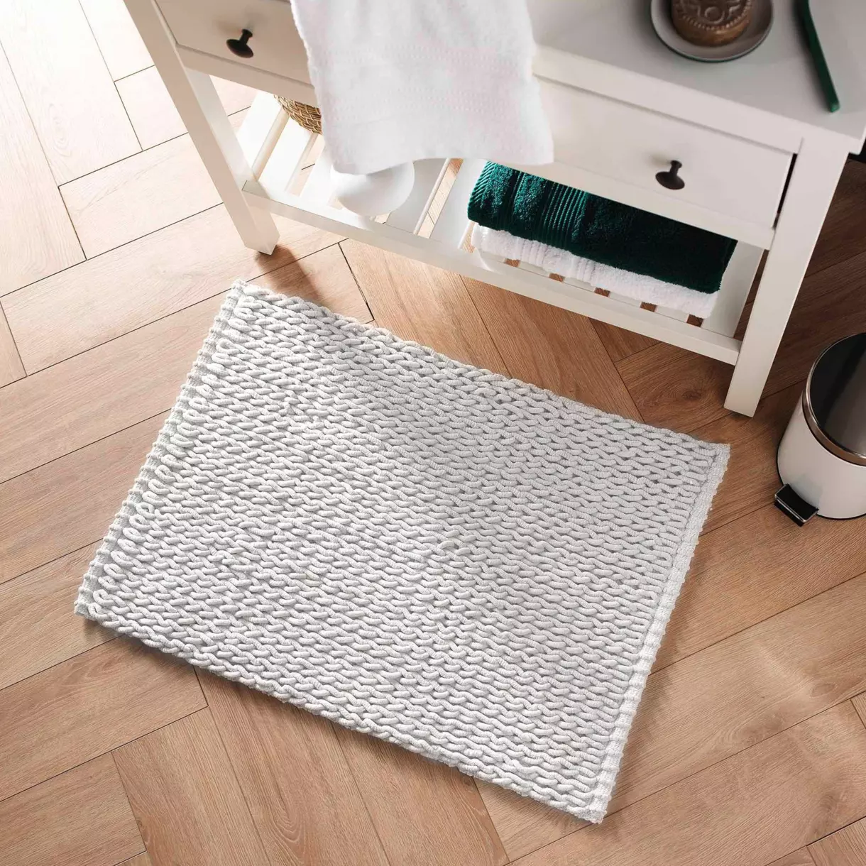 Alfombra de baño (80 cm) Isalis Blanco 1