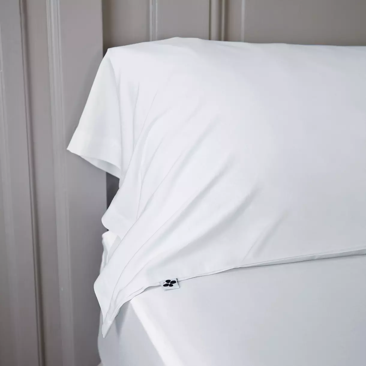 Taie de traversin satin de bambou (L185 cm) Salomé Blanc chantilly 1