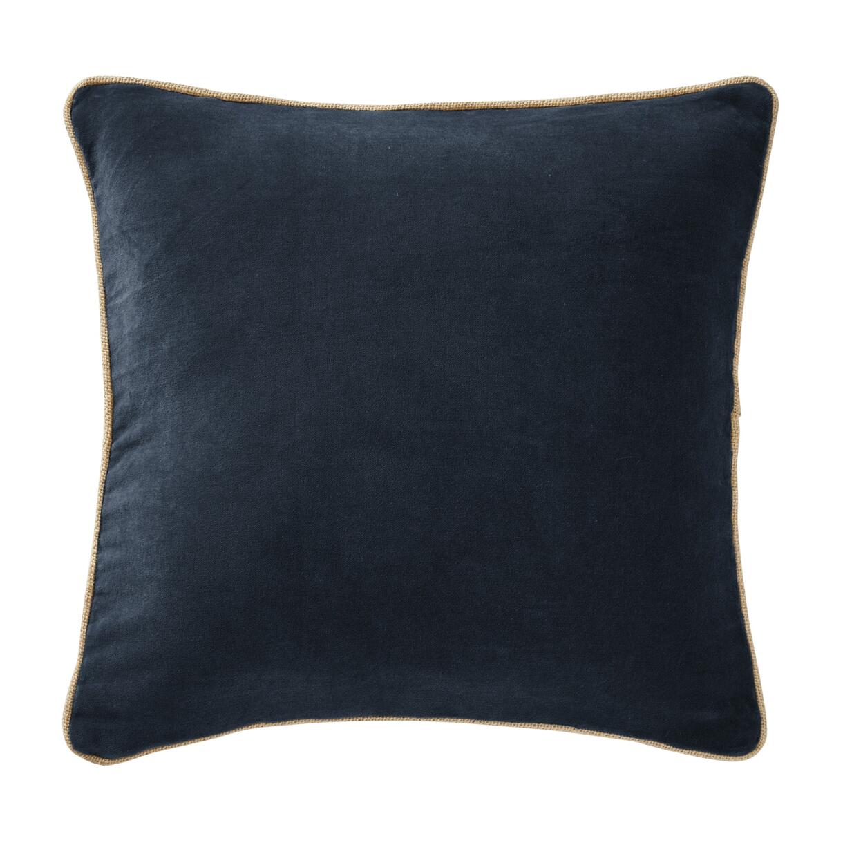 Coussin carré velours de coton (45 cm) César Bleu nuit 1