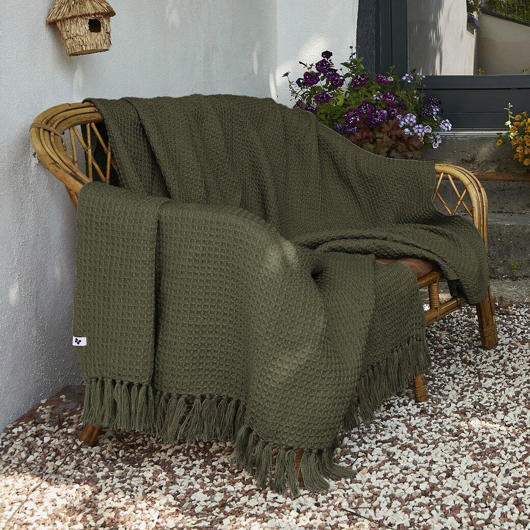 Manta para sofá material reciclado (220 cm) Gabin Verde tomillo