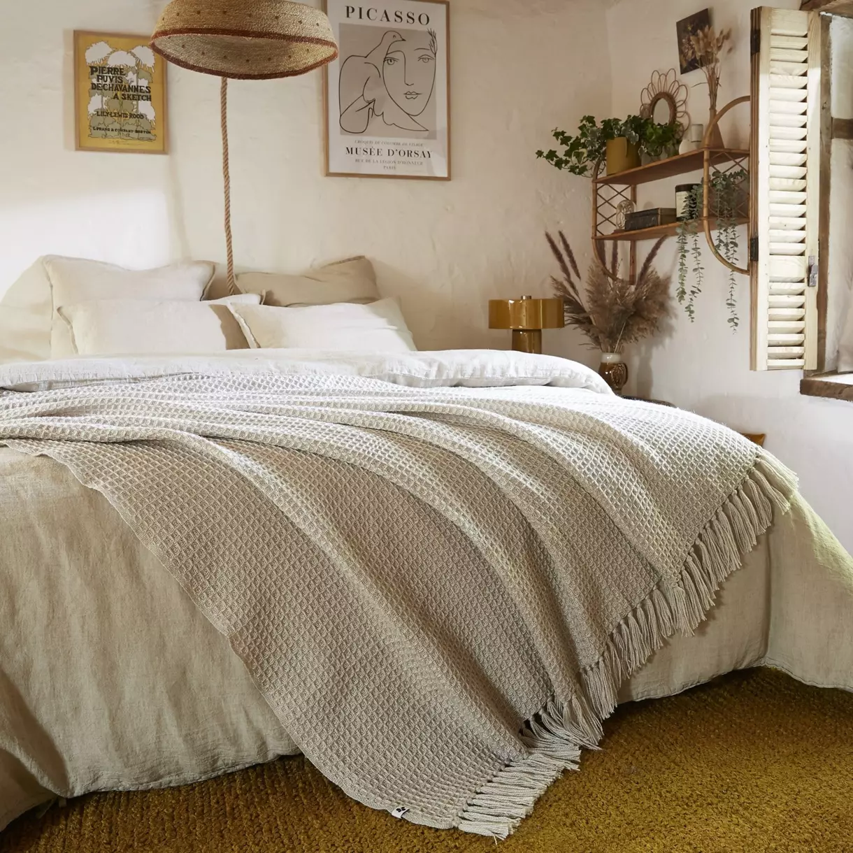 Couvre-lit matière recyclée (240 x 260 cm) Gabin Beige pampa