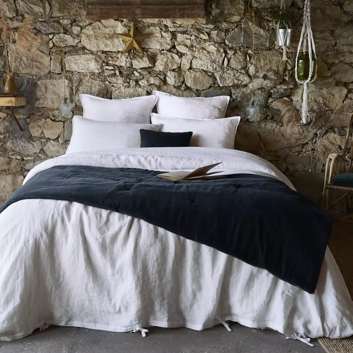 Runner letto iin velluto di cotone (90 x 200 cm) César Blu notte 1