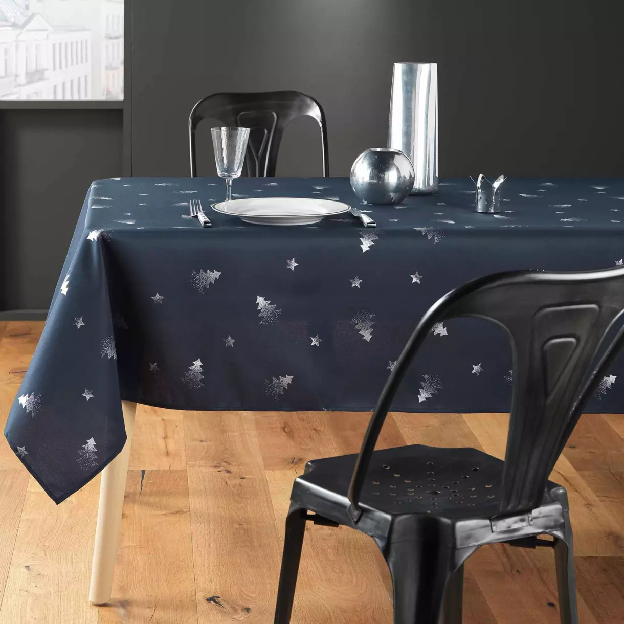 Mantel rectangular (L240 cm) Sapin metálico Azul 1