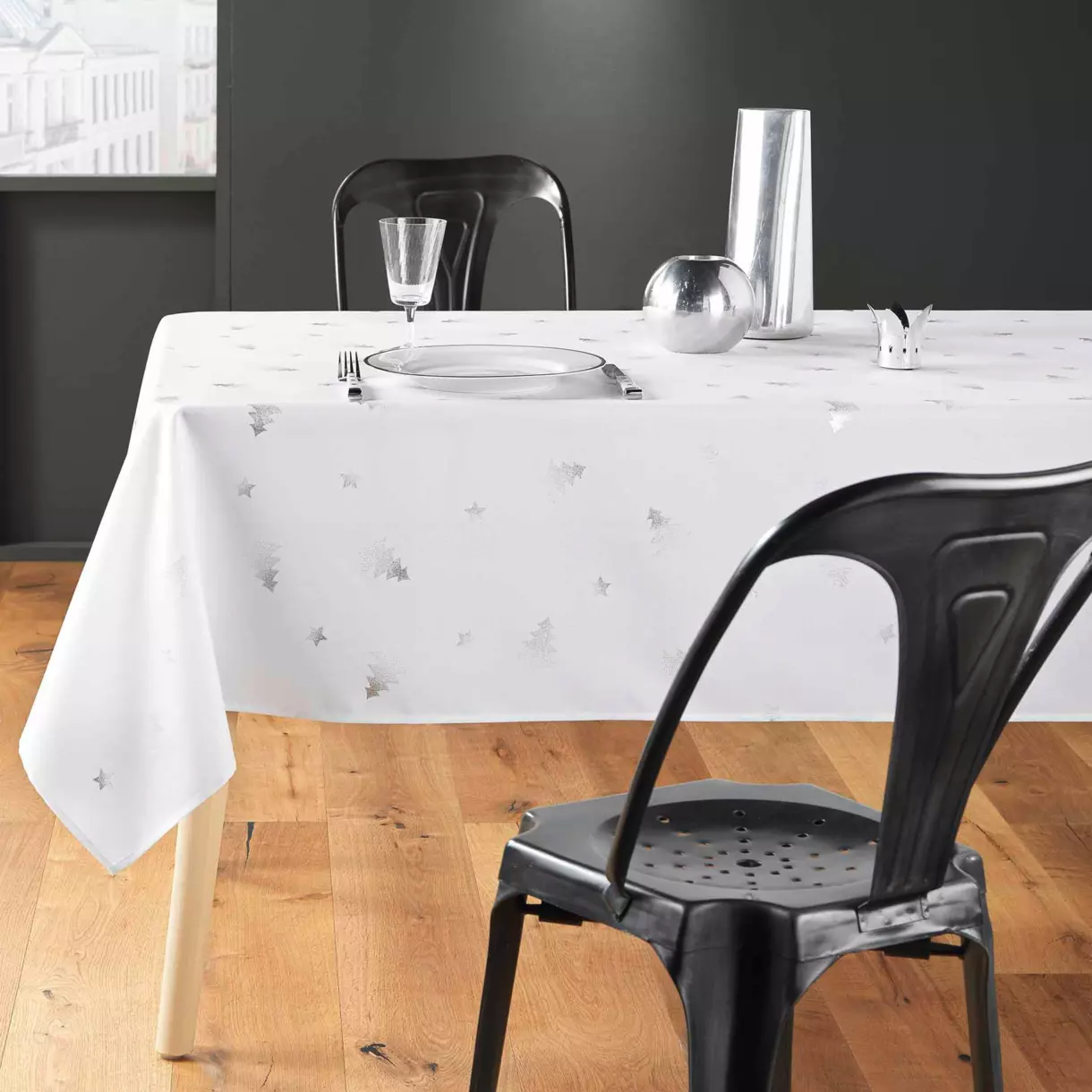 Mantel rectangular (L240 cm) Sapin metálico Blanco 1