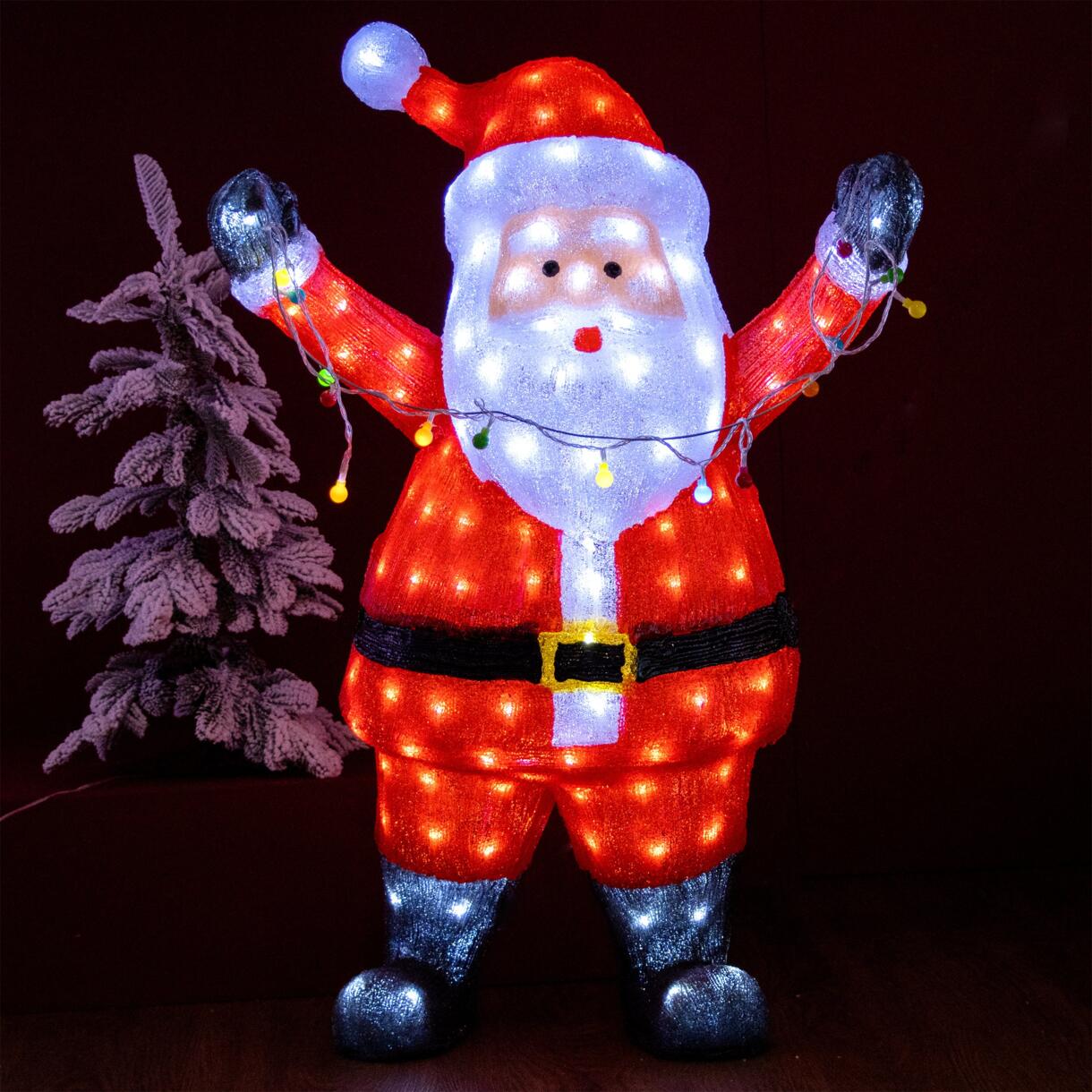 LED Weihnachtsmann mit Lichterkette Kaltweiß 180 LEDs 1