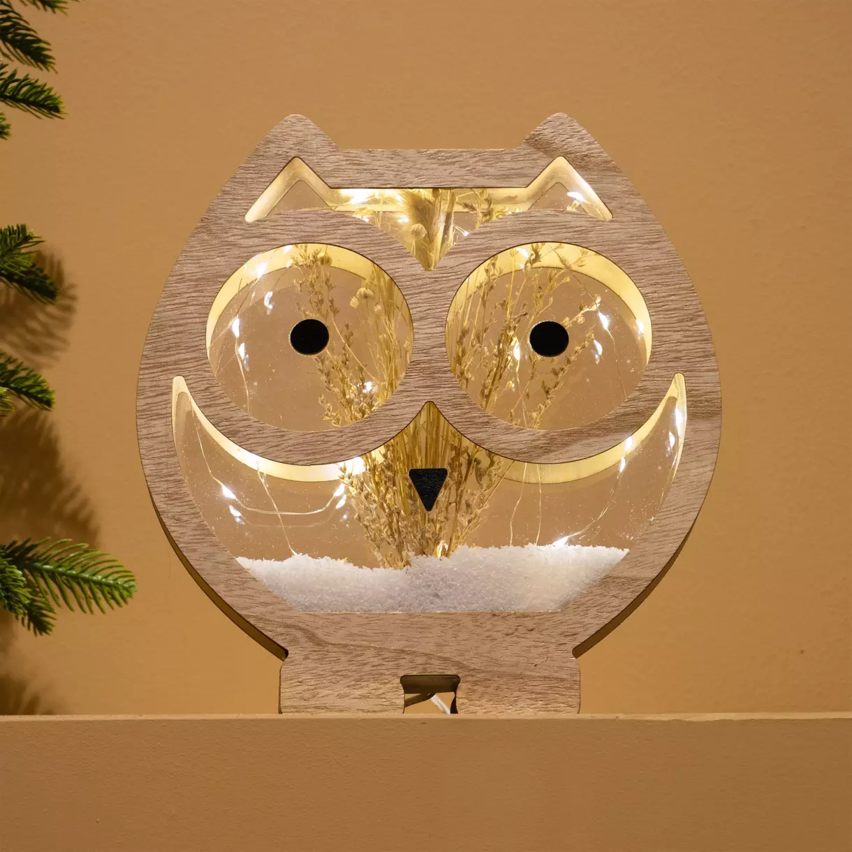 Hiboux fleuri à piles lumineux Blanc chaud 25 LED 1
