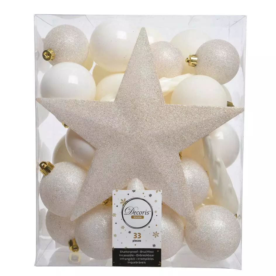 Kit de decoración para árbol de Navidad Novae Blanco lana 1