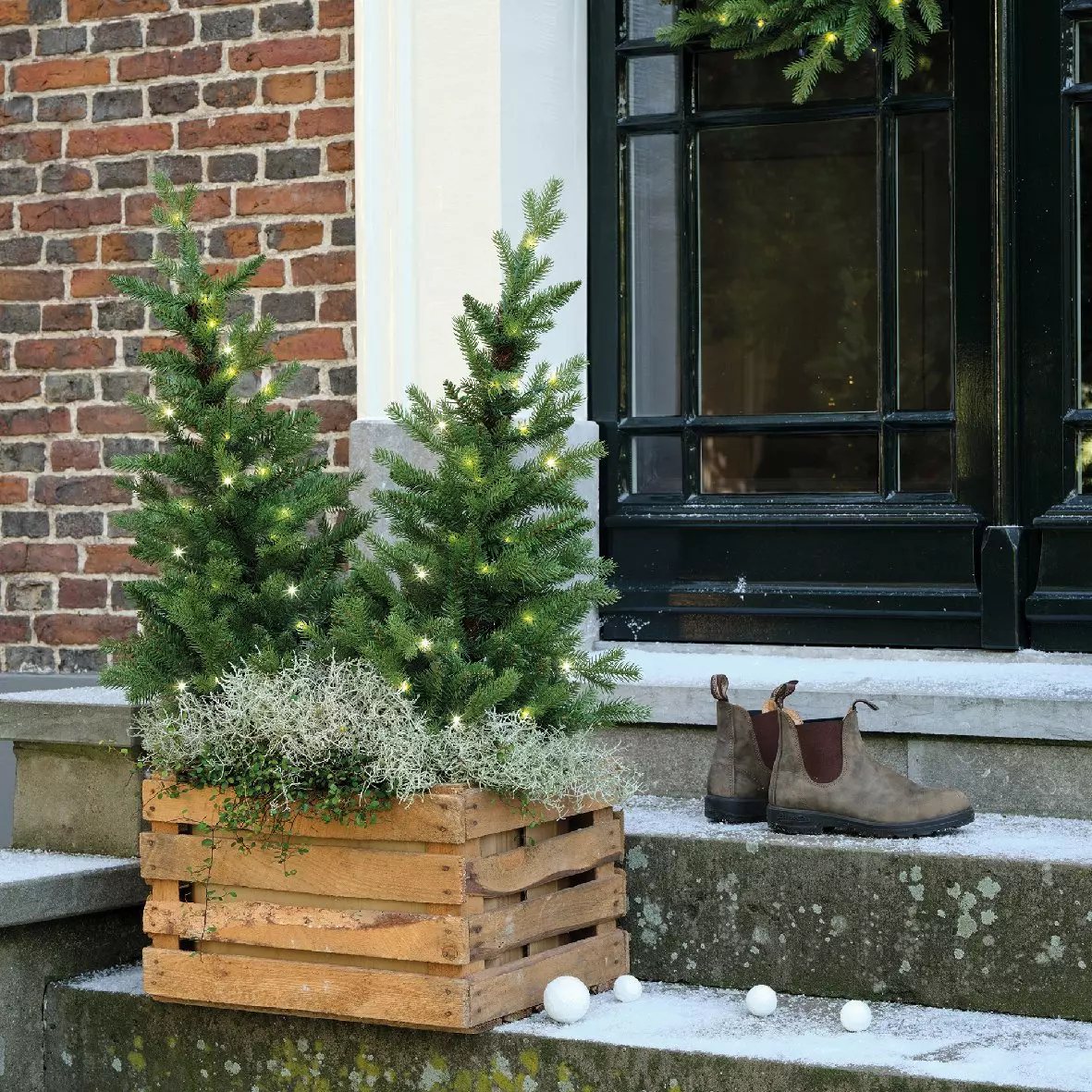 Sapin de Noël artificiel lumineux ALLIX à piquer dans le sol H90 cm Blanc chaud 6