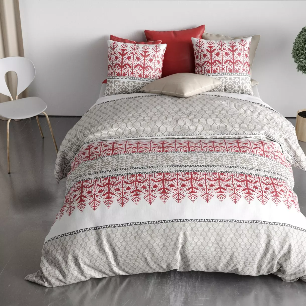 Funda Nórdica y dos fundas de algodón (260 cm) Halti Rojo