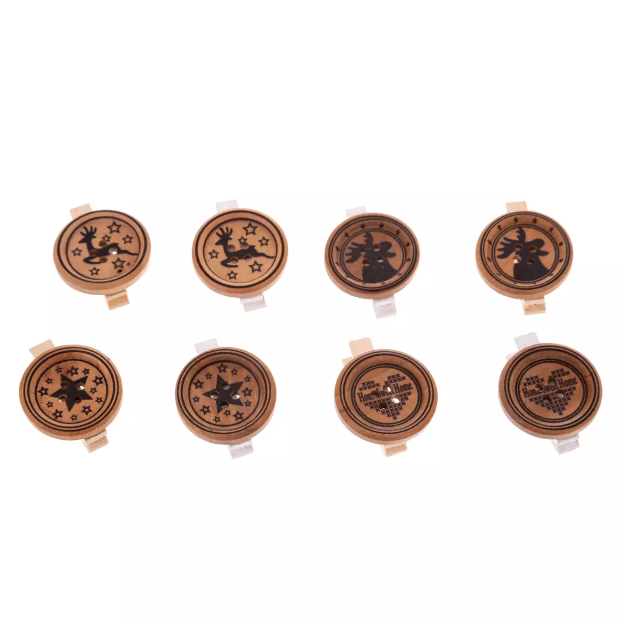 Lot de 8 pinces à linge Boutons imprimés 1