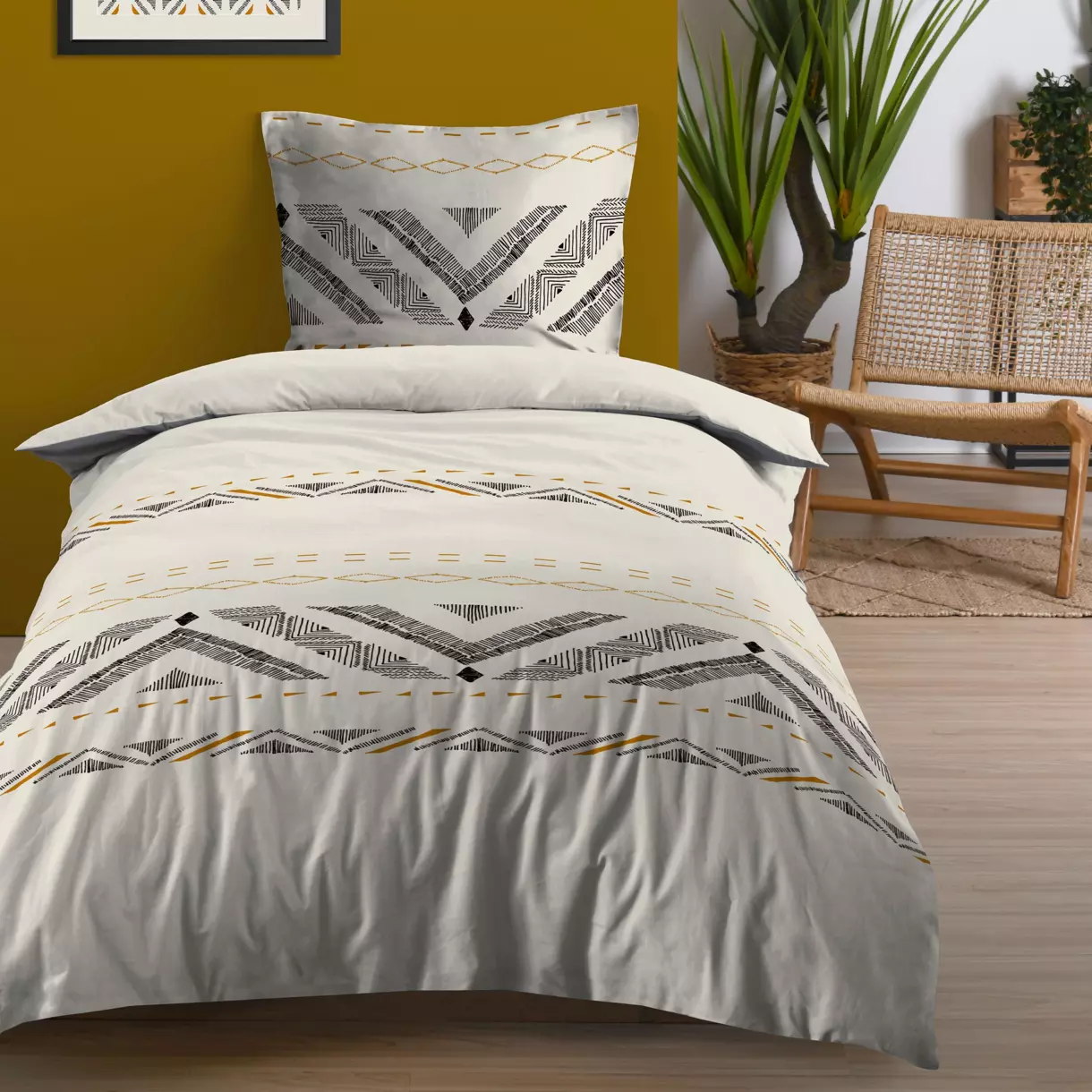 Funda Nórdica y una funda para almohada en algodón (140 cm) Beloha Crudo 1