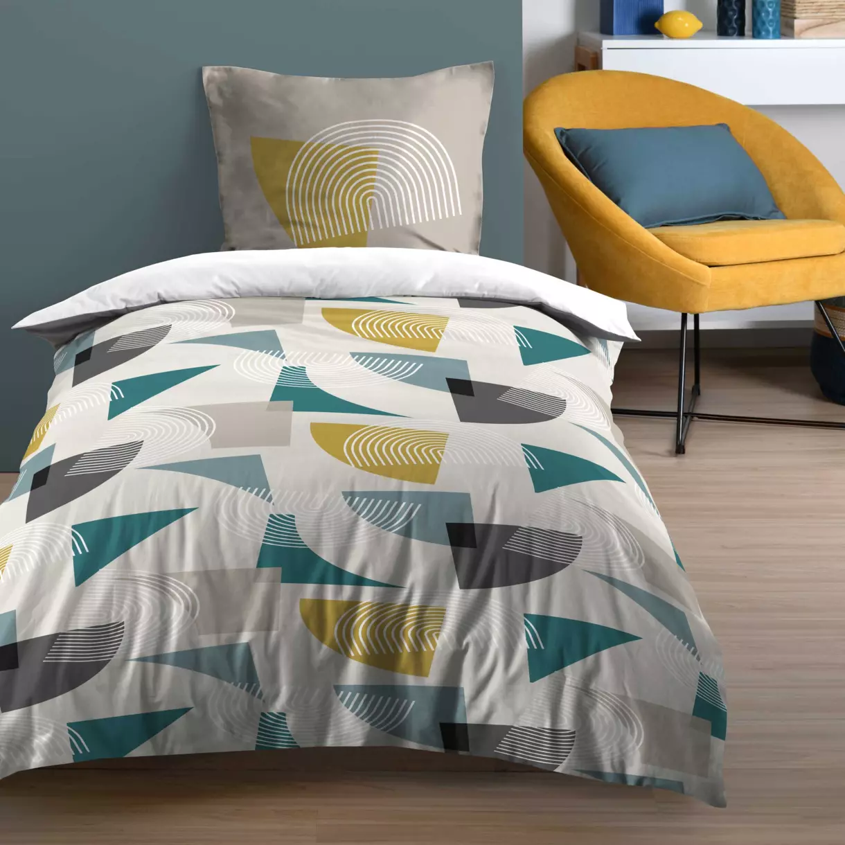 Housse de couette et une taie coton (140 cm) Minnesota Multicolore 1