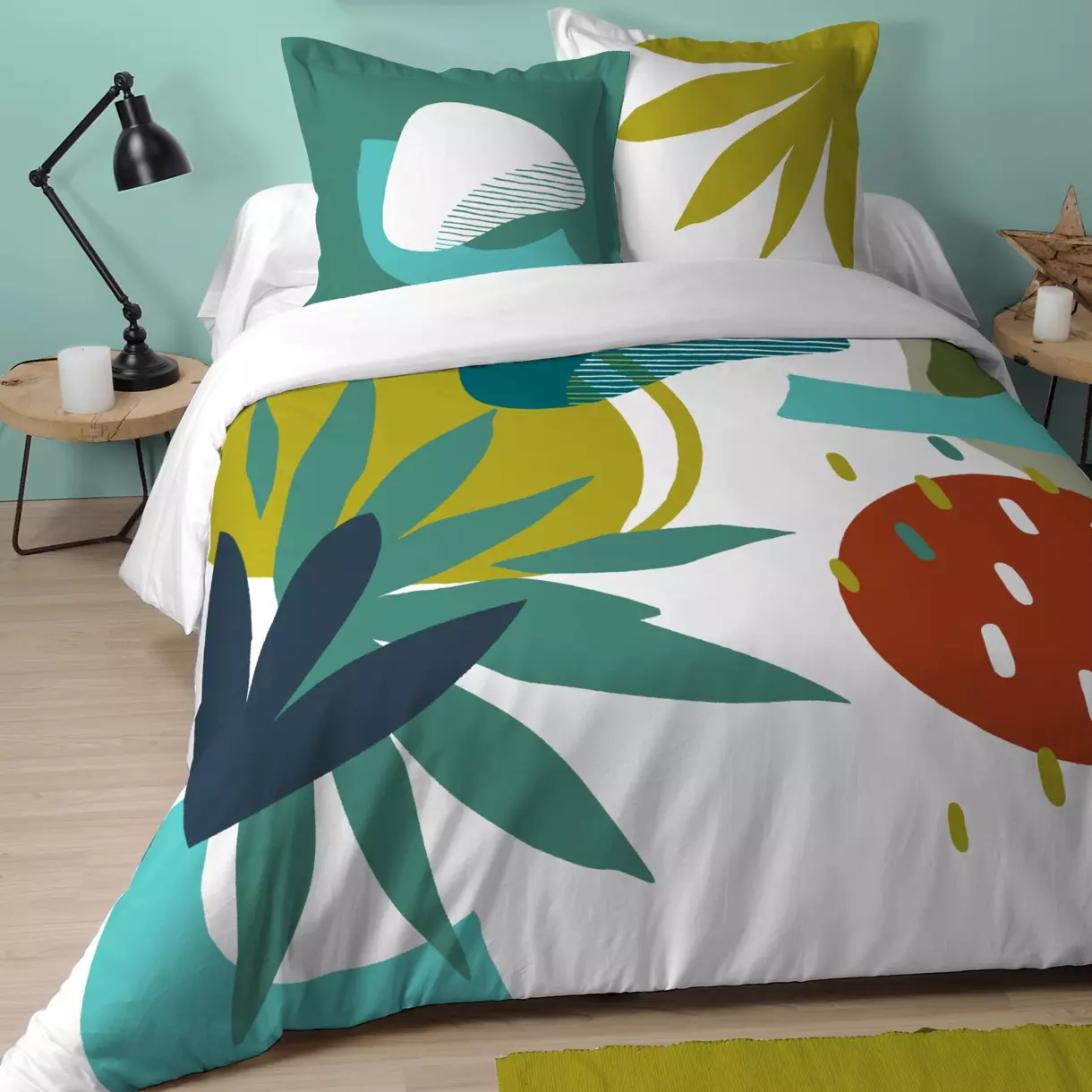 Funda nórdica y dos fundas para almohadón de algodón (260 cm) Papercut Multicolor 1