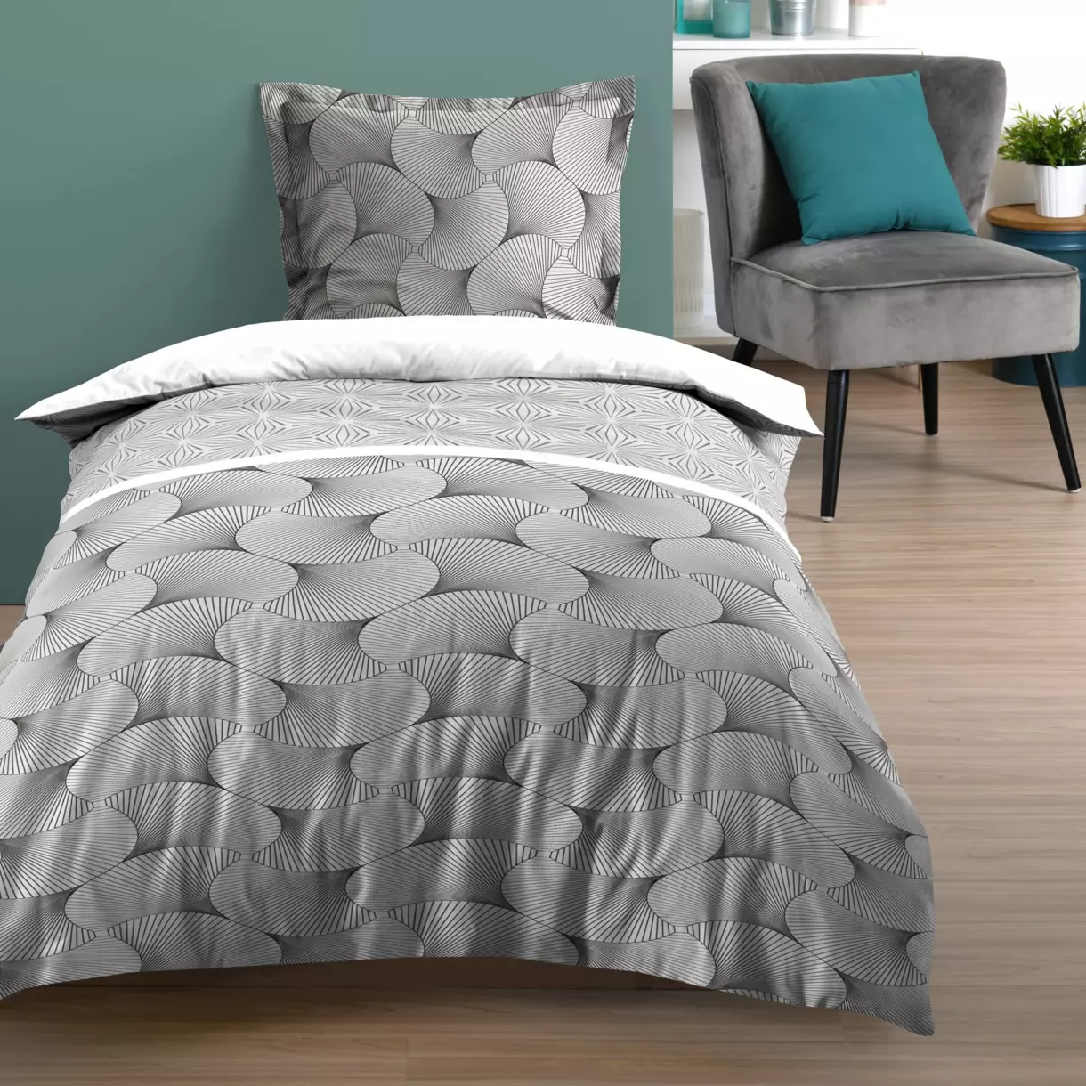 Funda Nórdica y una funda algodón (140 cm) Canberra Gris 1
