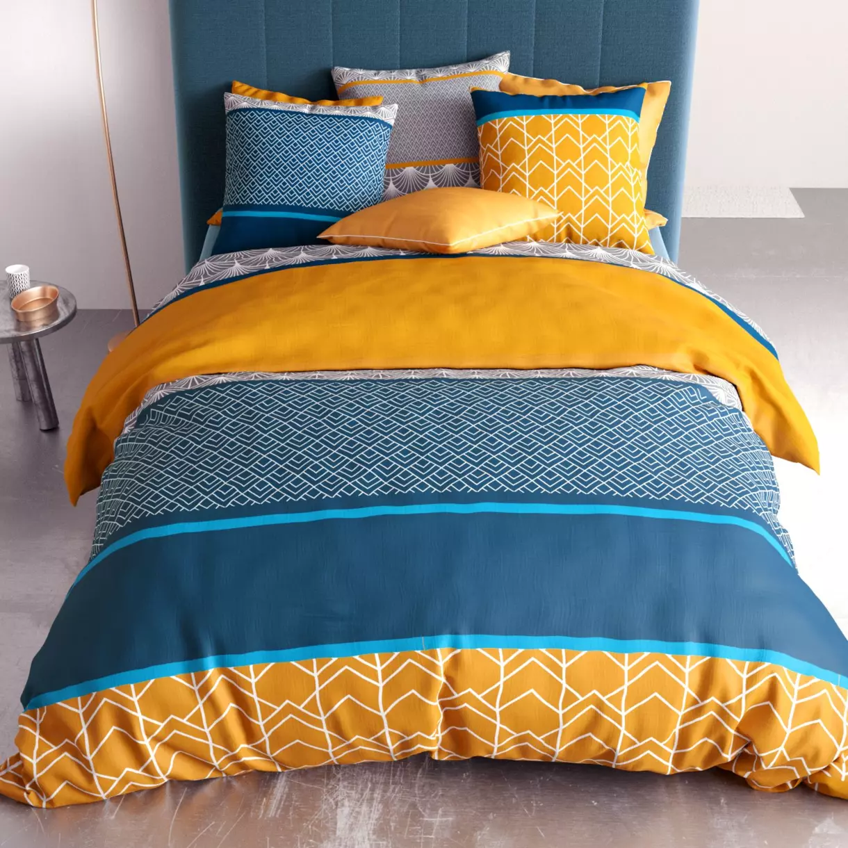 Housse de couette et une taie coton (140 cm) Lupin Verte 1