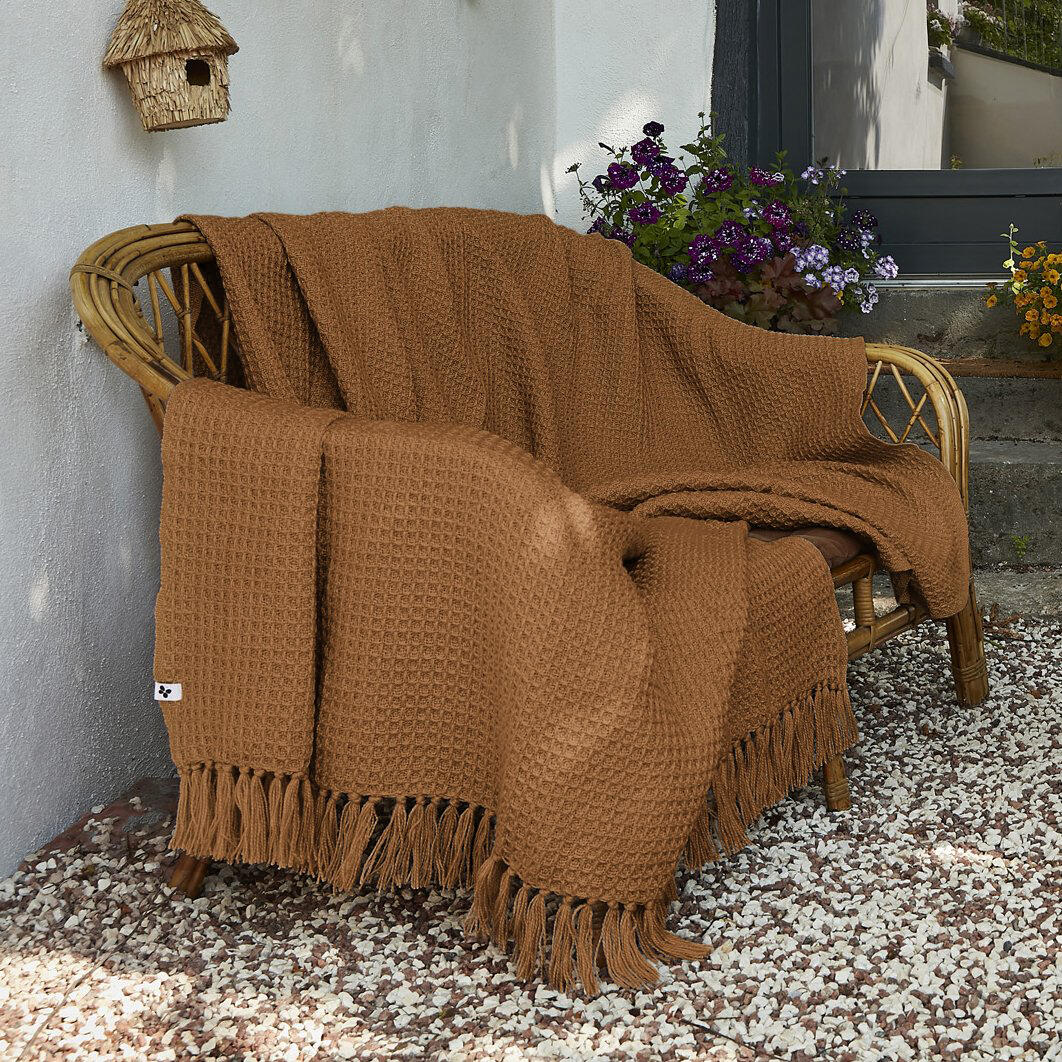 Plaid per divani in materiale riciclato (220 cm) Gabin Camel