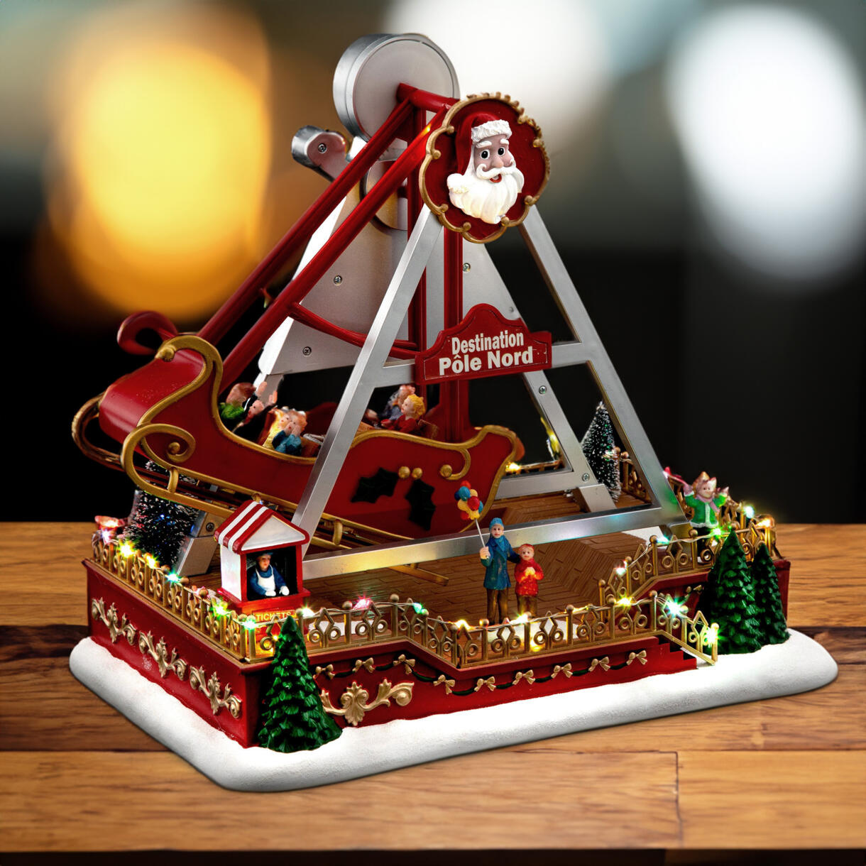 Verlicht kerstdorp Boot van de Kerstman