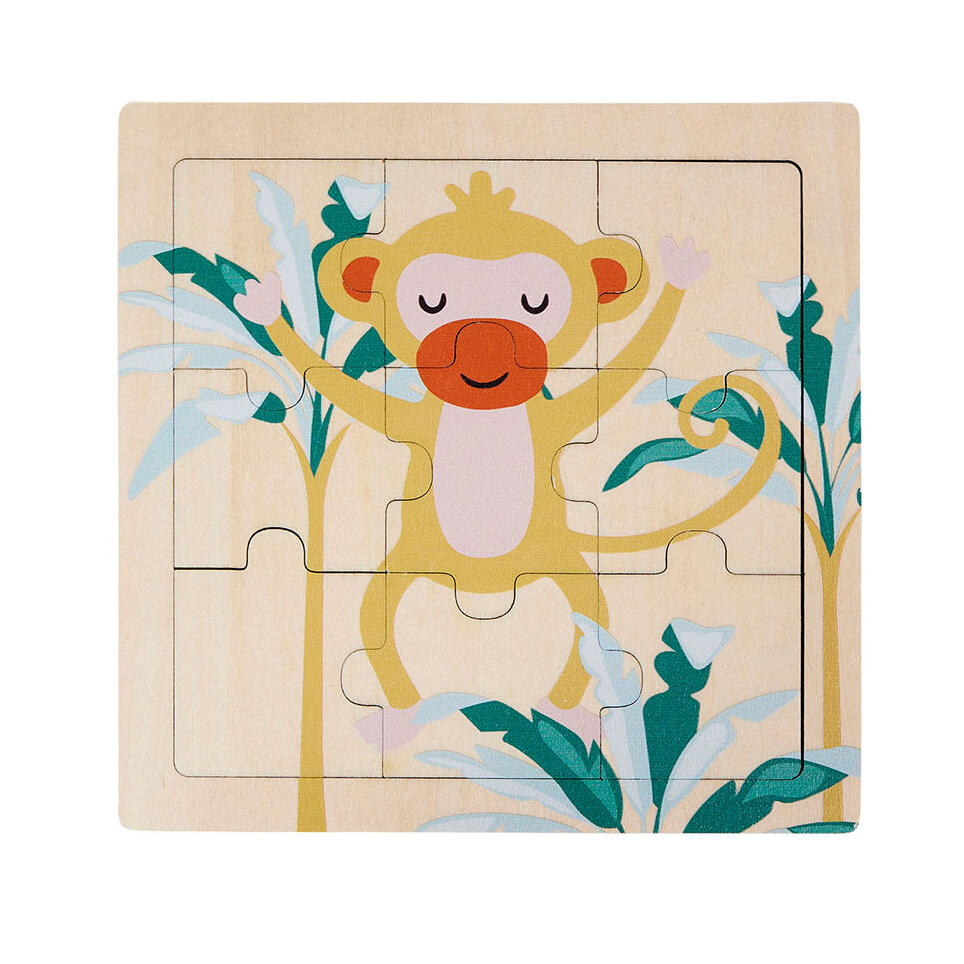 Puzzle in legno per bambini da 9 pezzi Scimmia multicolore