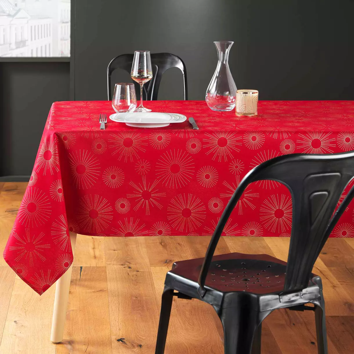 Mantel rectangular (L240 cm) Pampille metálico Rojo 1