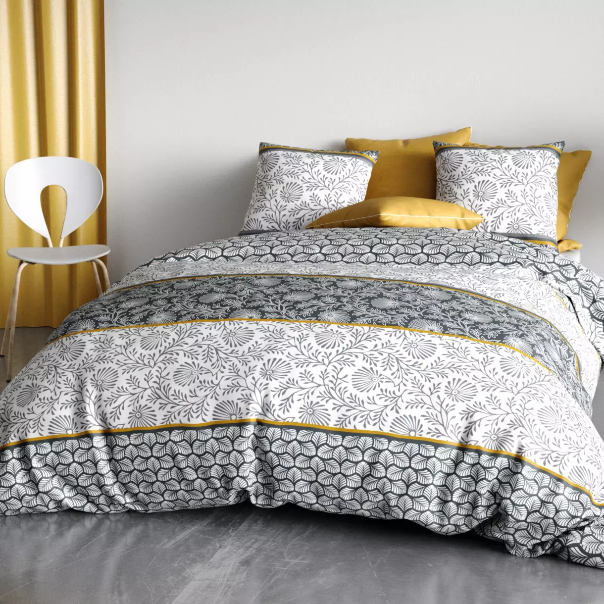 Funda Nórdica y dos fundas de algodón (240 cm) Vega gold Gris